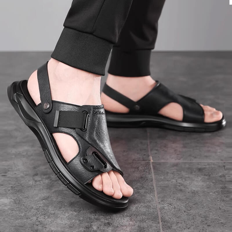 Men's micro fiber leather sandals