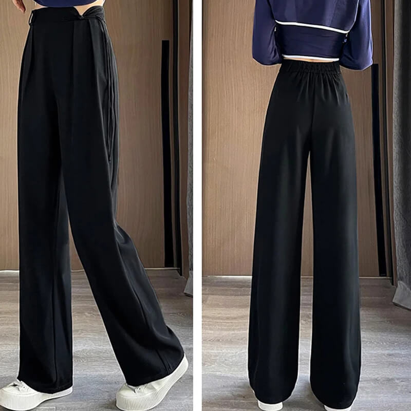 High Drape Trendy Straight Wide Leg Trousers