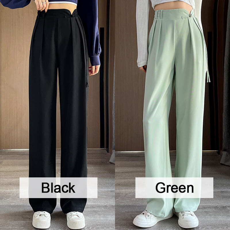 High Drape Trendy Straight Wide Leg Trousers