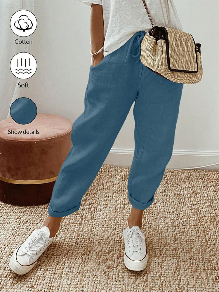 Casual cotton and linen pants for women