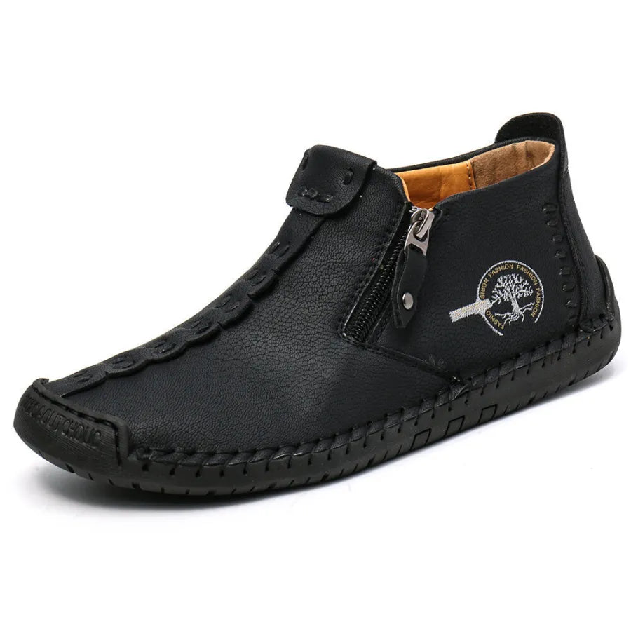 Men's Casual Stitched Boots with Zipper