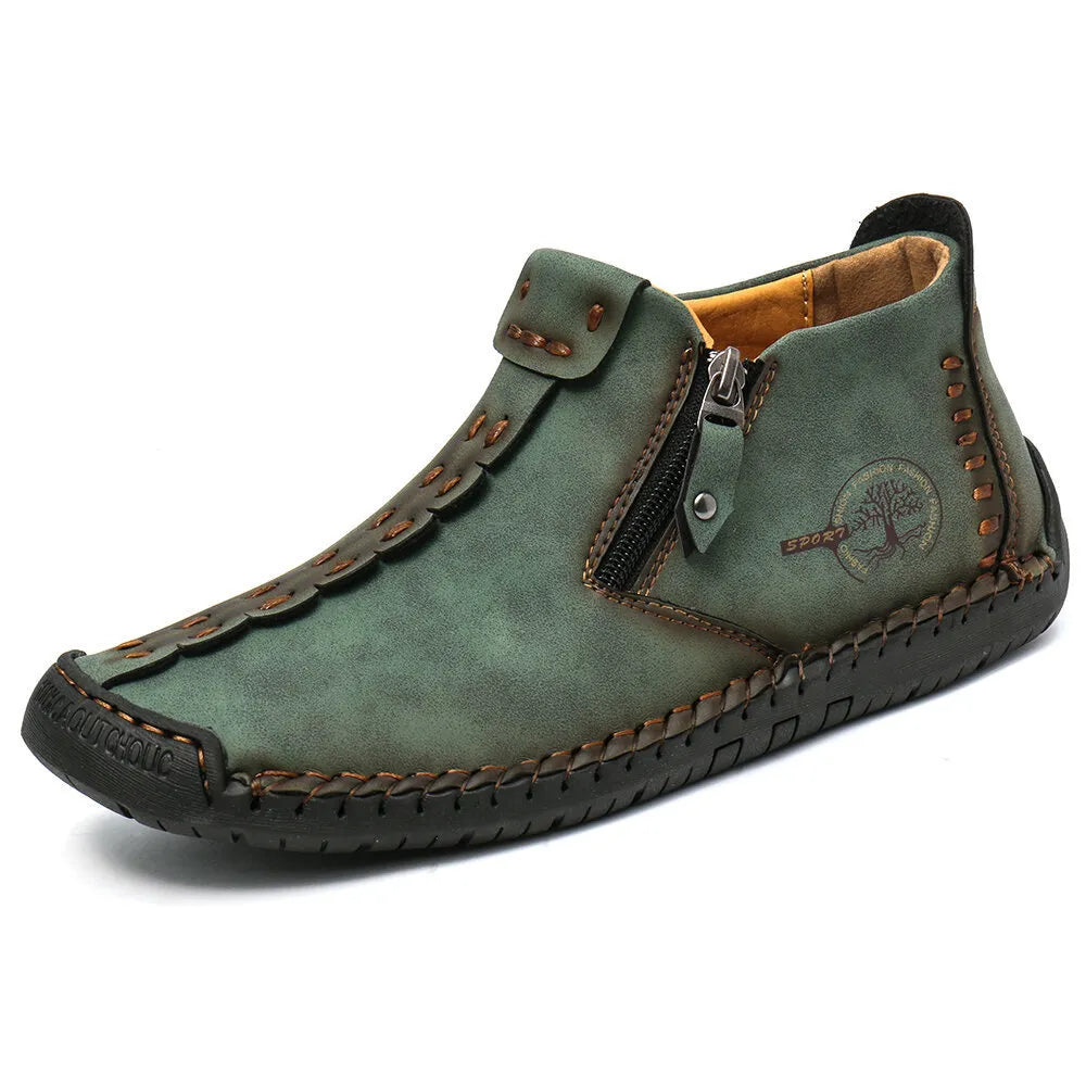 Men's Casual Stitched Boots with Zipper