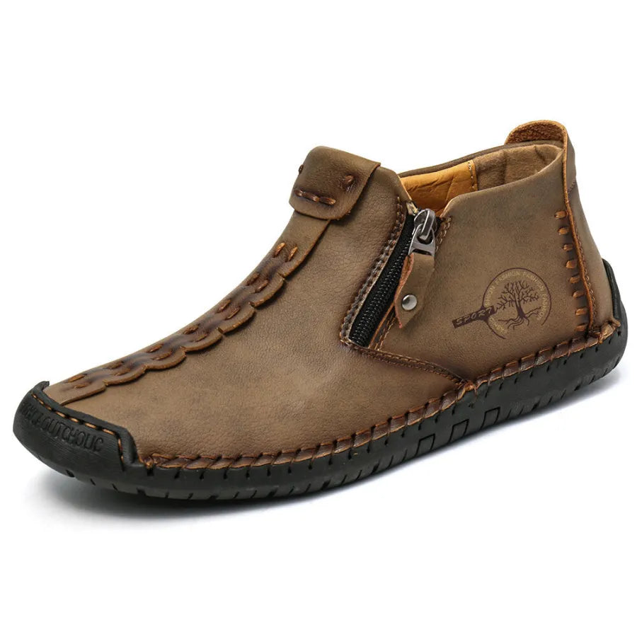 Men's Casual Stitched Boots with Zipper