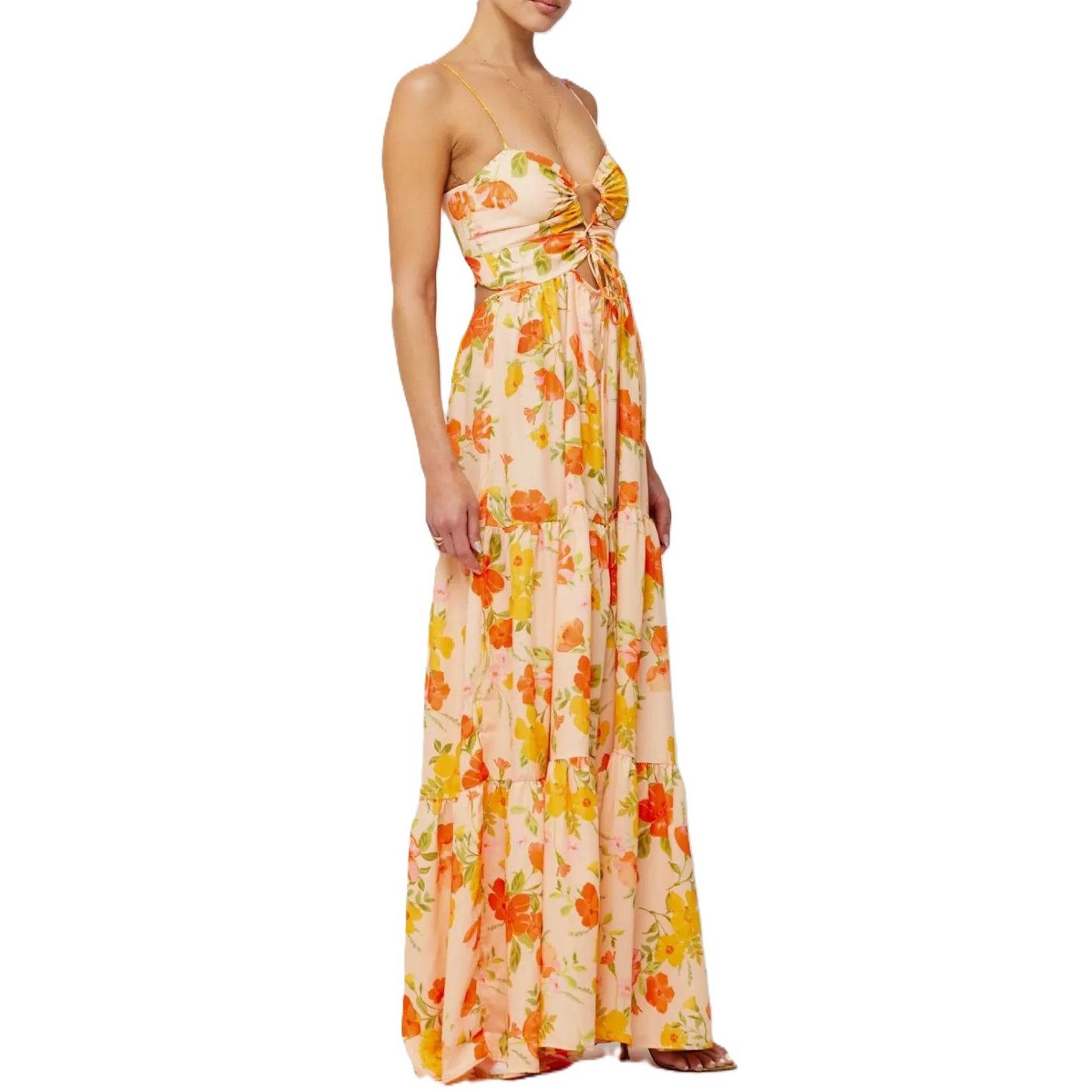 🌞Summer Sale 50% OFF🔥Floral Print Tie Front Tiered Maxi Dress