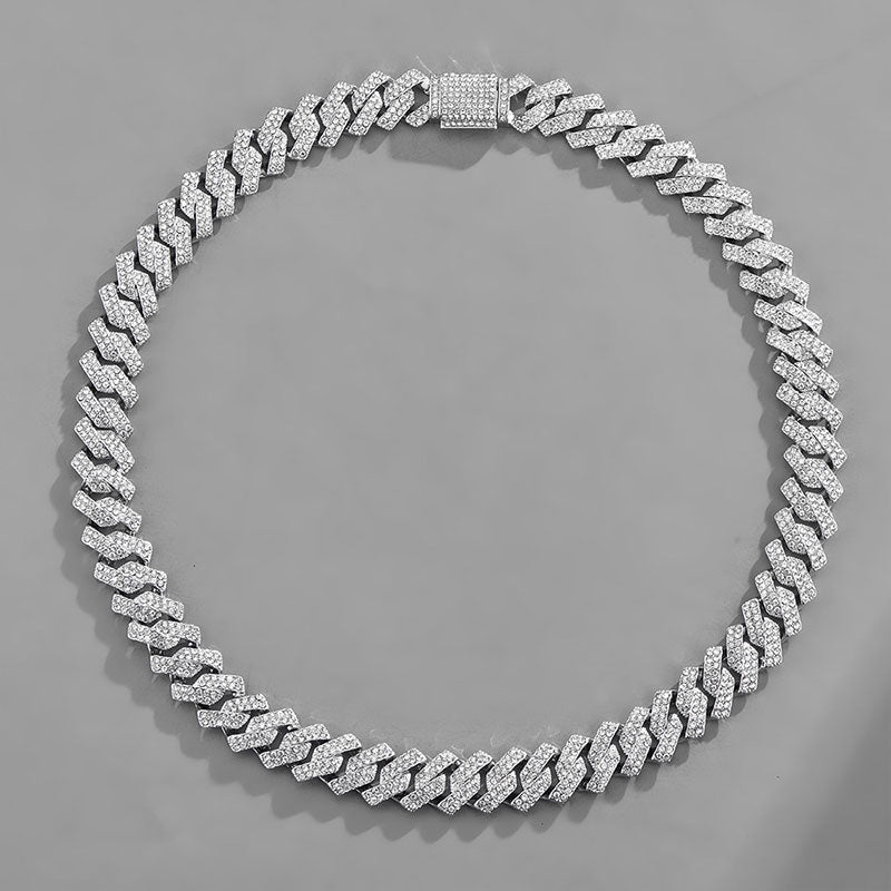 Zirconia Diamond-Cuban Link Necklace