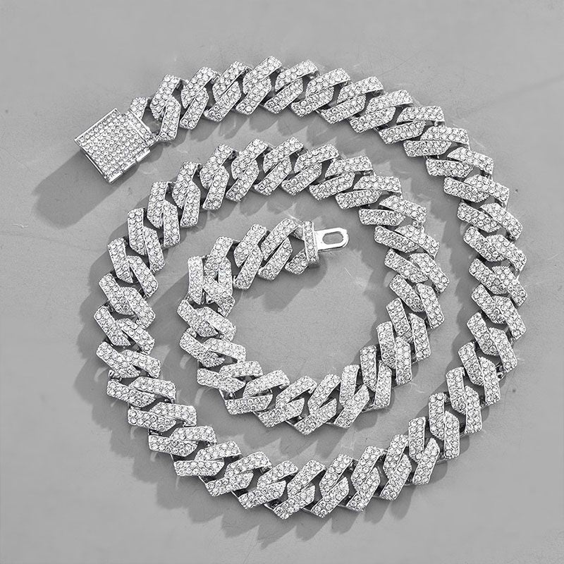 Zirconia Diamond-Cuban Link Necklace