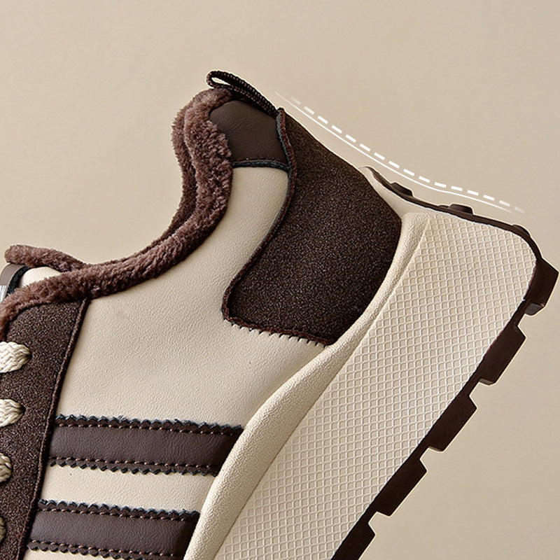 Warm PU Leather Sneakers with Thick Sole