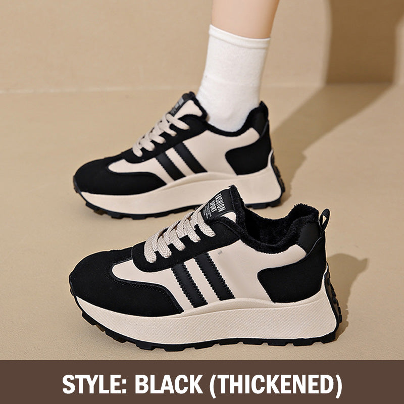 Warm PU Leather Sneakers with Thick Sole