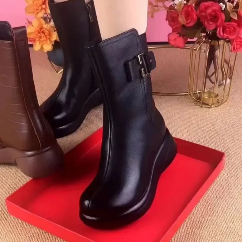 Women's Warm Zipper Mid Calf Boots