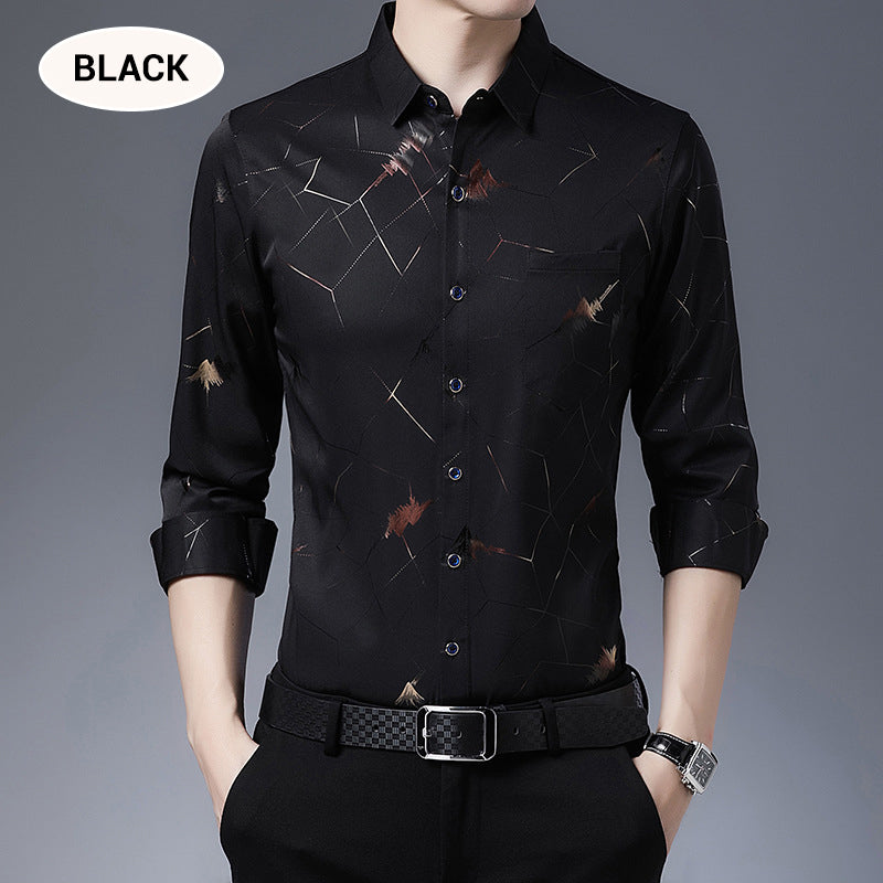 💥2025 High-end Series👔Men's Business Iron-Free Gold Foil Print Shirt🔥2 Pcs Free Shipping✈️