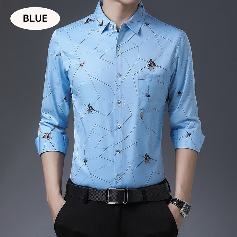 💥2025 High-end Series👔Men's Business Iron-Free Gold Foil Print Shirt🔥2 Pcs Free Shipping✈️