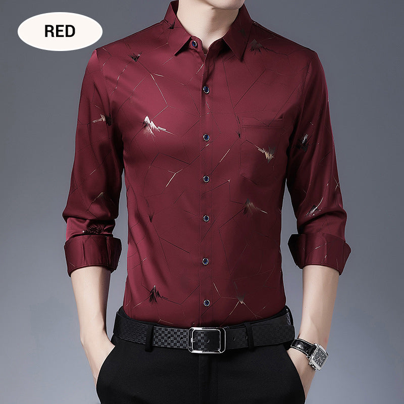 💥2025 High-end Series👔Men's Business Iron-Free Gold Foil Print Shirt🔥2 Pcs Free Shipping✈️