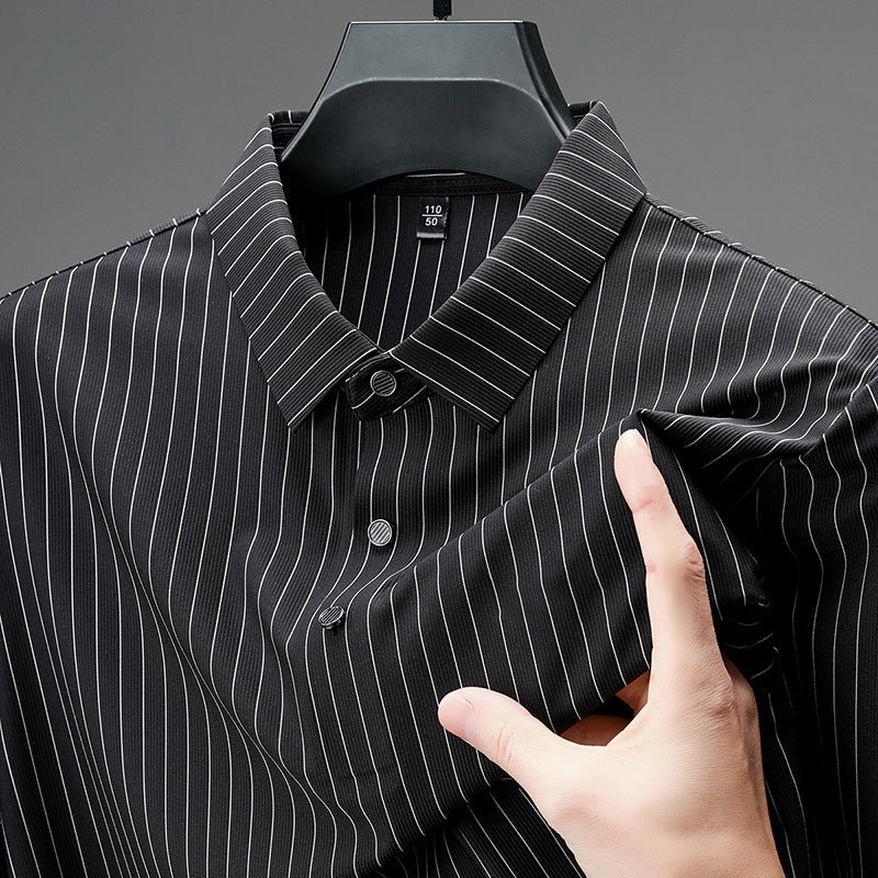 Men's Loose Striped Short Sleeve Top