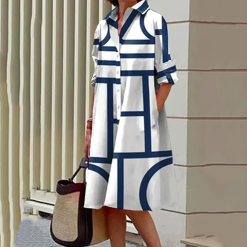 🔥Hot Sale 50% OFF👗Women's Elegant Floral Print Shirt Dress