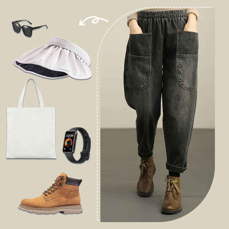 Women’s Retro Denim Sarouel Pants