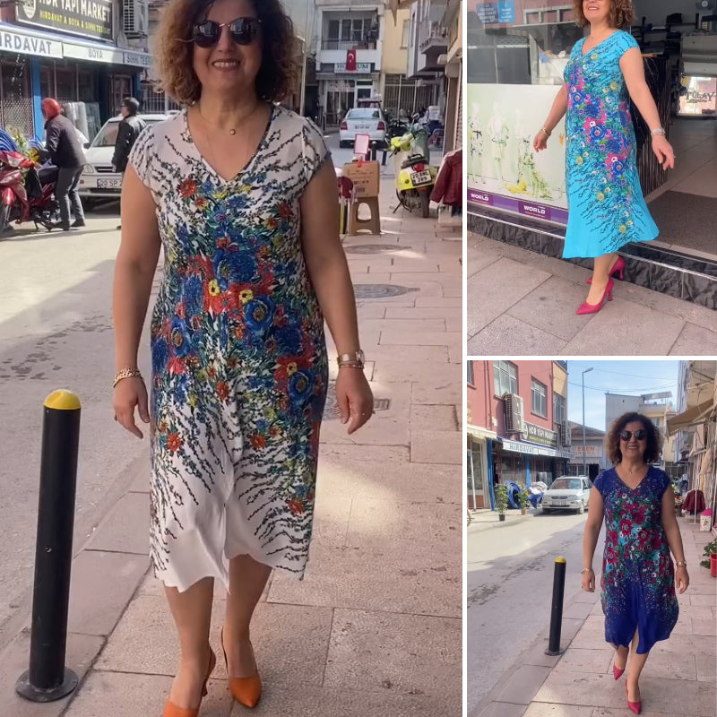 ✨Hot Sale 49% Off🌸Women's Printed Flowy V-neck Dress