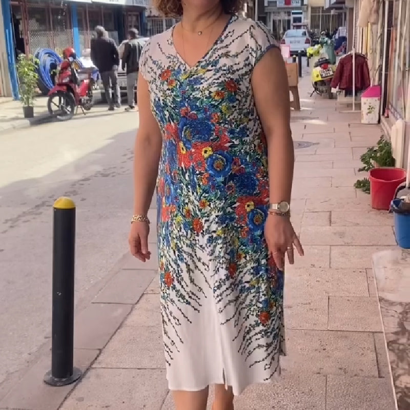 ✨Hot Sale 49% Off🌸Women's Printed Flowy V-neck Dress