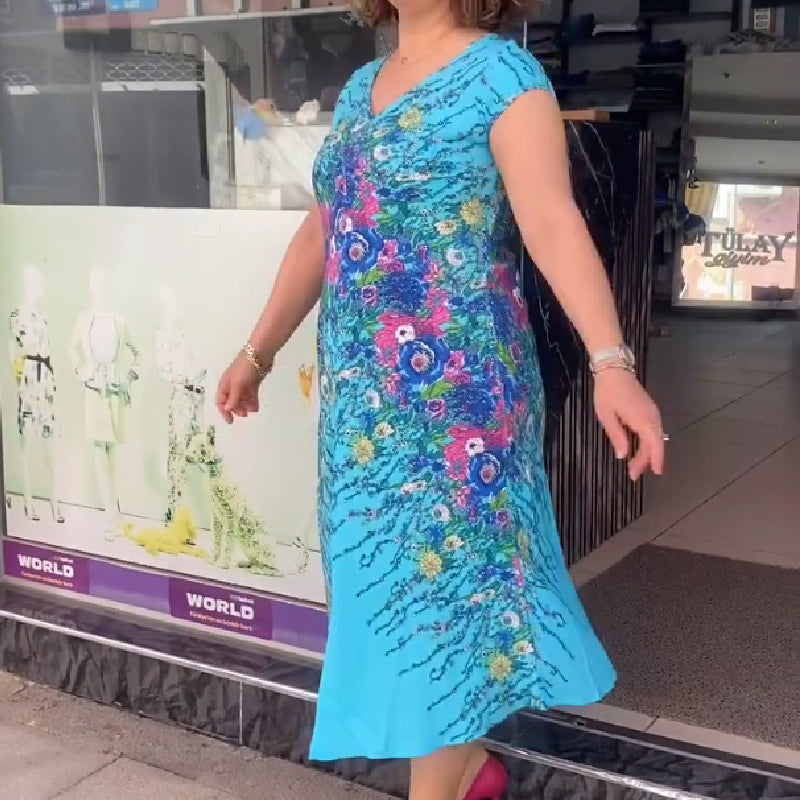✨Hot Sale 49% Off🌸Women's Printed Flowy V-neck Dress
