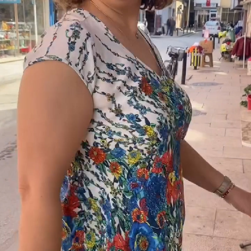 ✨Hot Sale 49% Off🌸Women's Printed Flowy V-neck Dress