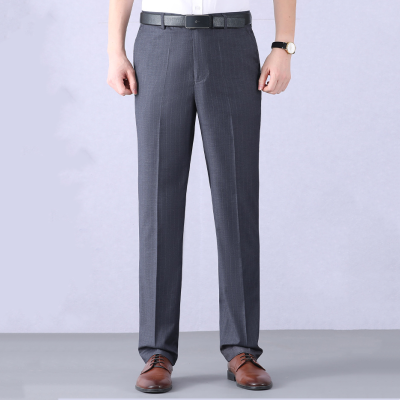 Men's Classic Comfortable High-Waist Straight-Cut Trousers