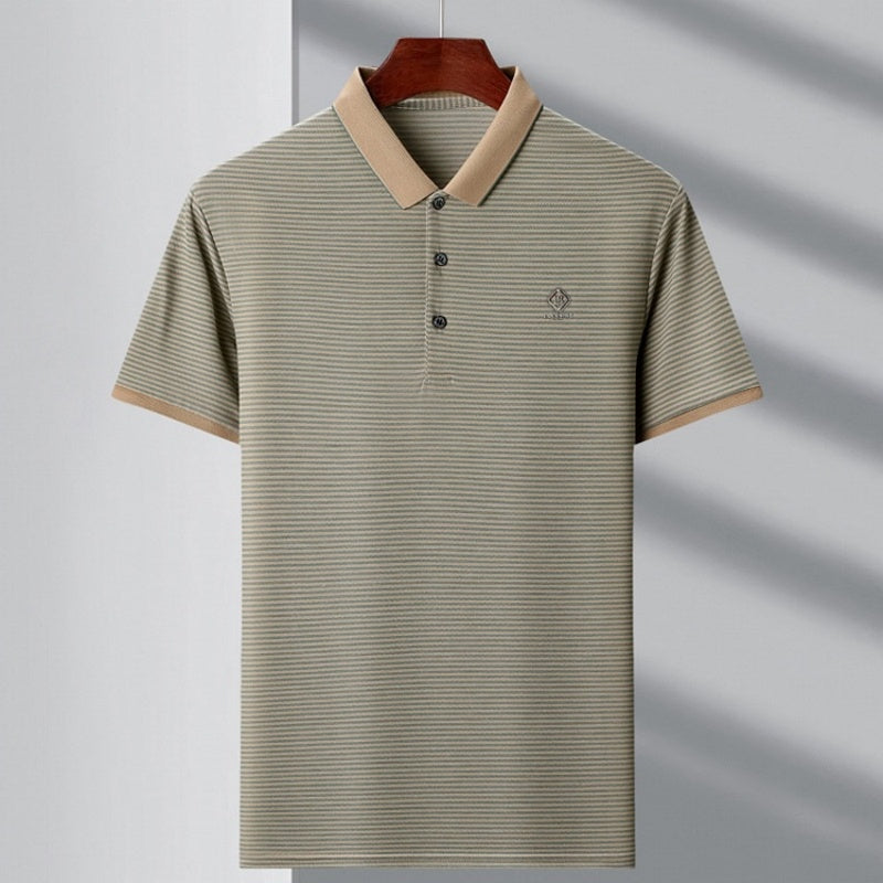 Men’s Casual Lapel V-Neck Striped Tops