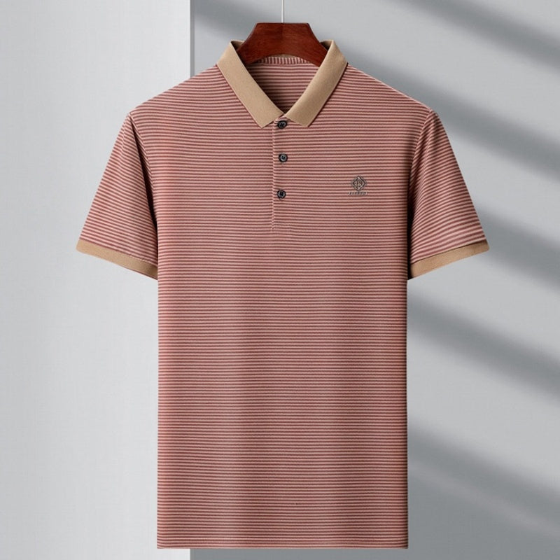 Men’s Casual Lapel V-Neck Striped Tops