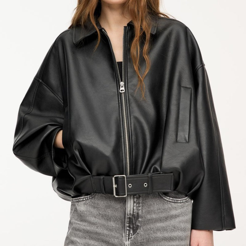 Dames Vintage Losse PU Leren Jas
