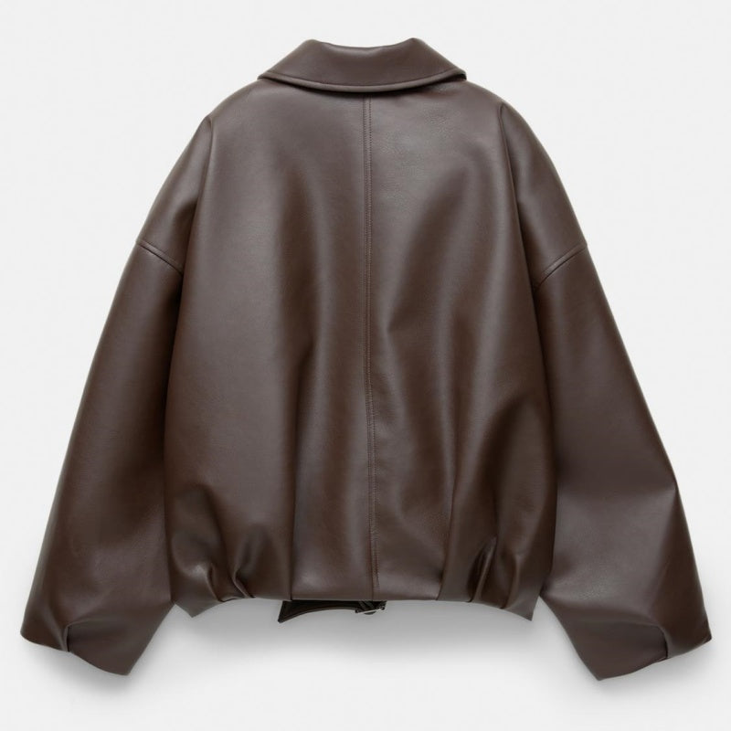 Dames Vintage Losse PU Leren Jas