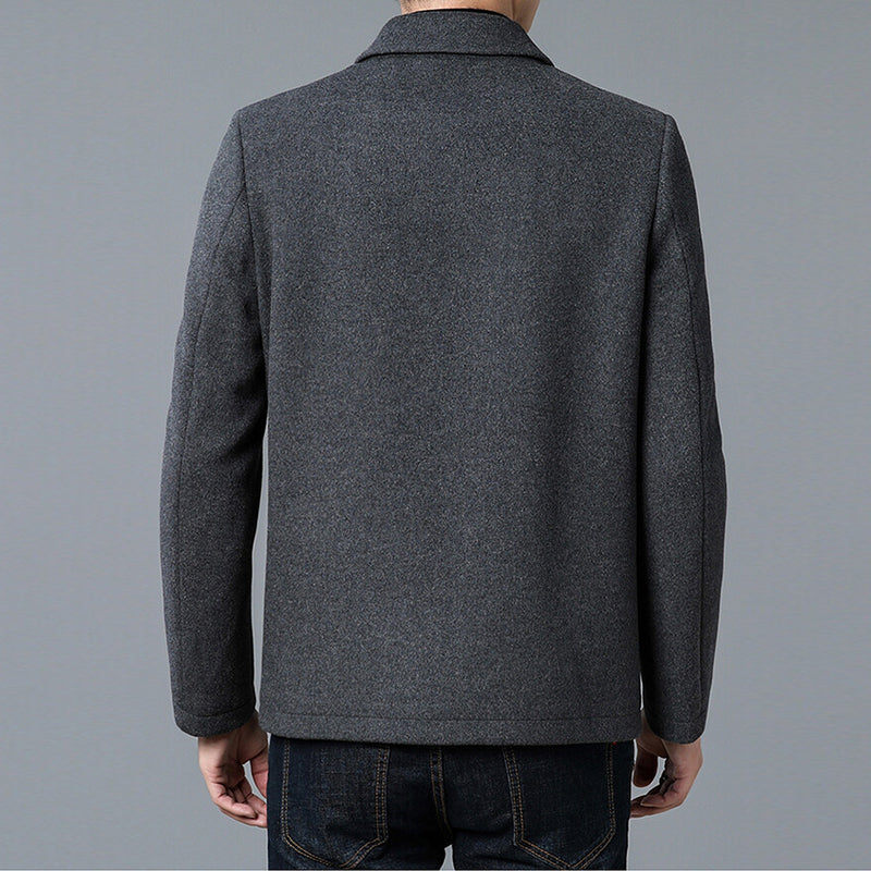 Men's Lapel Thickened Zipper Warm Solid Color Jacket