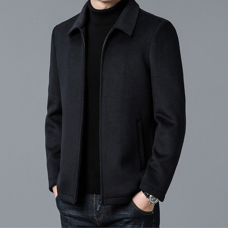 Men's Lapel Thickened Zipper Warm Solid Color Jacket
