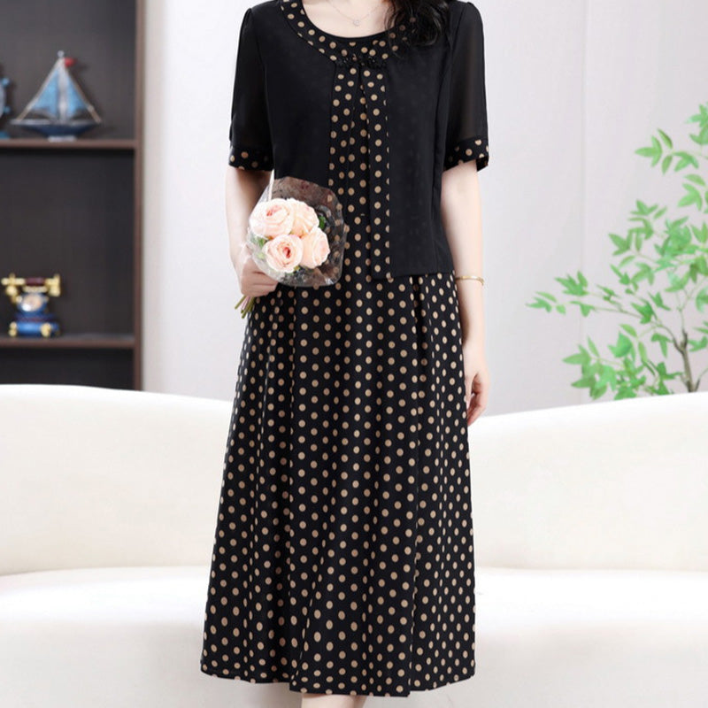 Women's Polka Dot Faux Two-Piece Dress