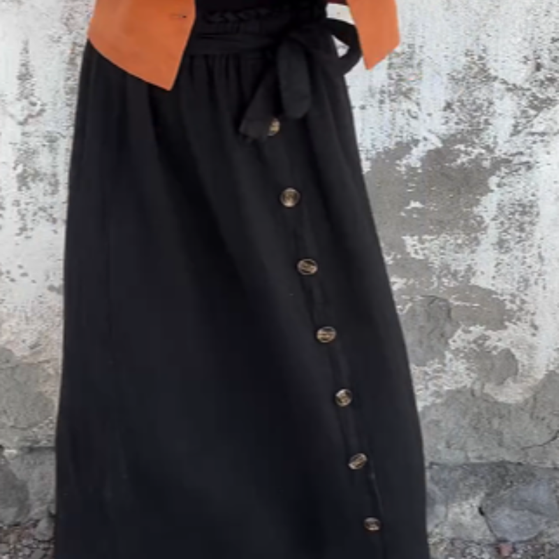 ⏳Time-limited Special⏰Solid Color Button Front & Tie Belt Skirt