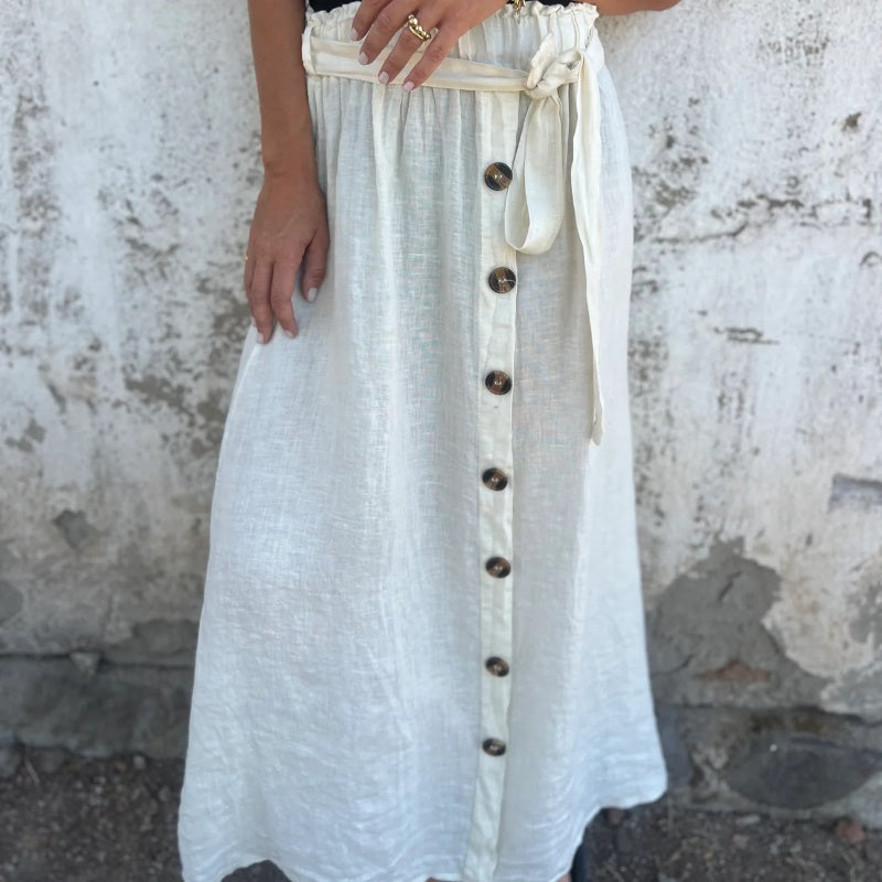 ⏳Time-limited Special⏰Solid Color Button Front & Tie Belt Skirt