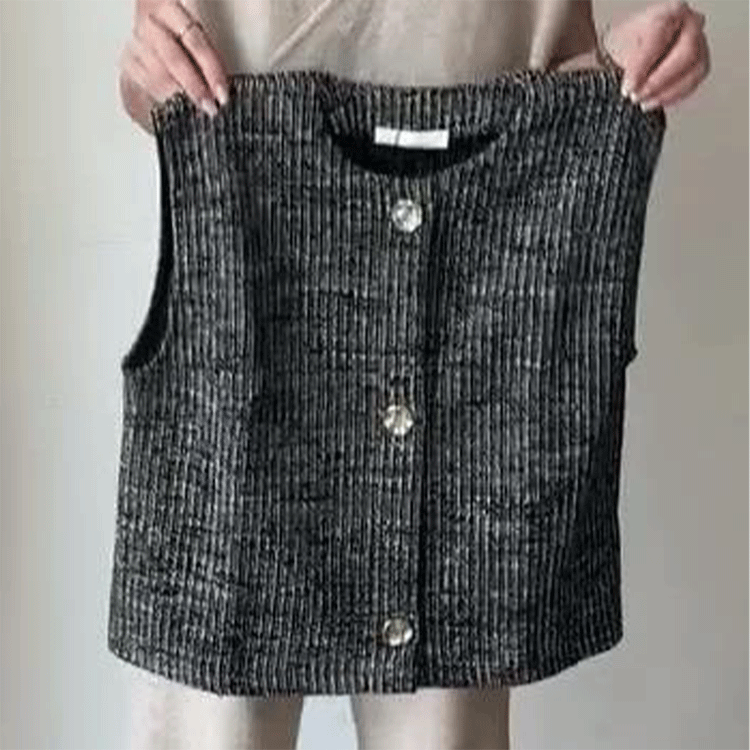 Women's Round Neck Button Down Sleeveless Vest & Pants Set