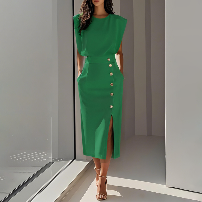 💜LAST DAY PROMOTION - 66%OFF💜French Elegance! Slit Midi Skirt | Draped Fabric with a Slight Waist Tuck