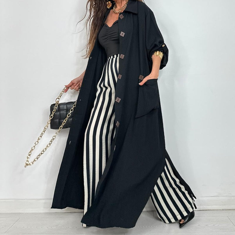Women's Stylish Solid-Colored Overcoat
