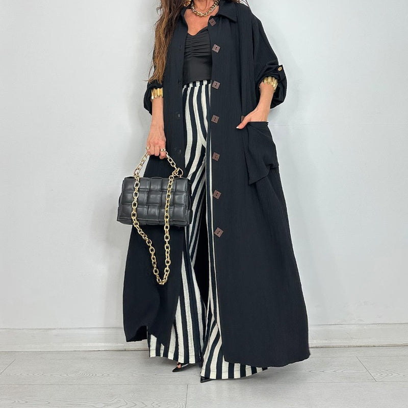 Women's Stylish Solid-Colored Overcoat