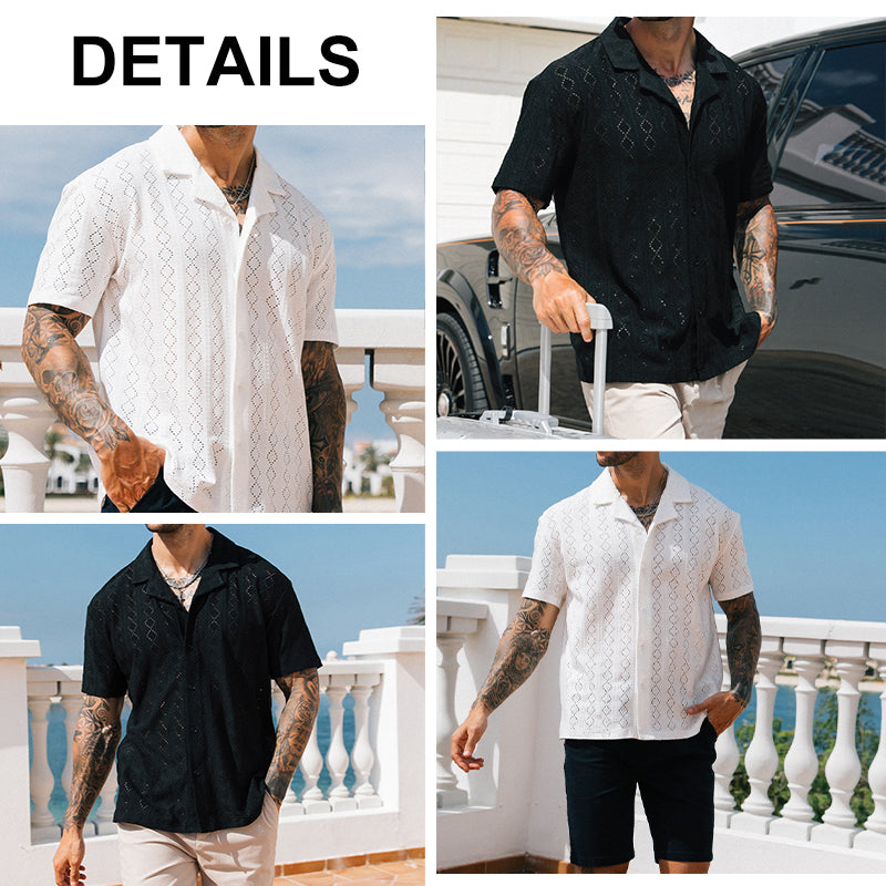 Men's Slim Cut-out Print Short Sleeve Shirt