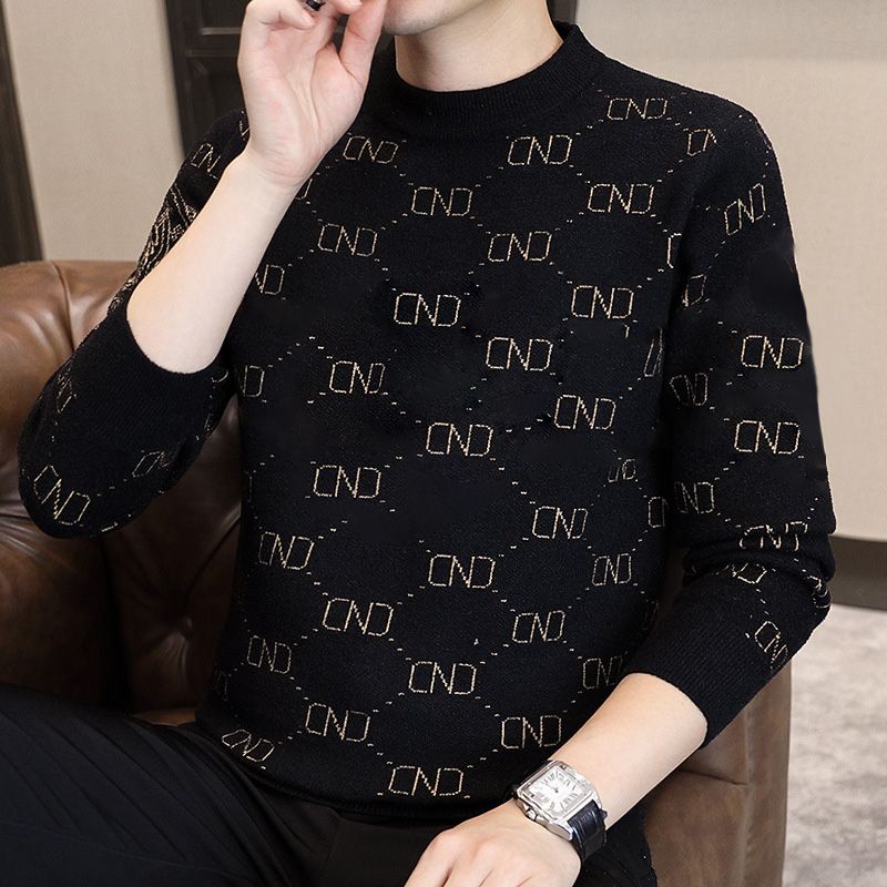 Men's Casual Jacquard Round Neck Sweater