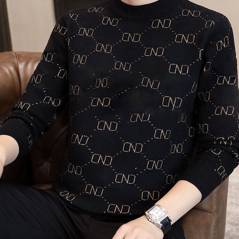 Men's Casual Jacquard Round Neck Sweater