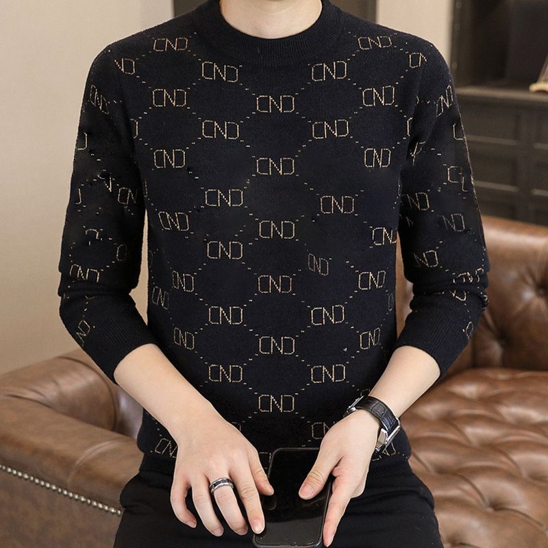 Men's Casual Jacquard Round Neck Sweater