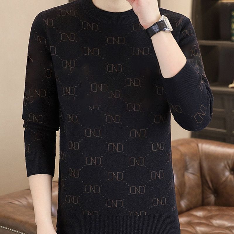 Men's Casual Jacquard Round Neck Sweater