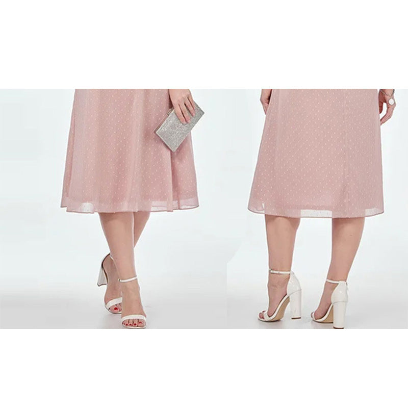 Elegant Pink Polka Dot Dress
