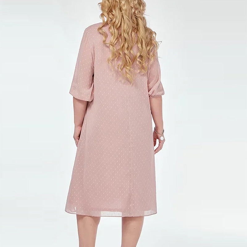 Elegant Pink Polka Dot Dress