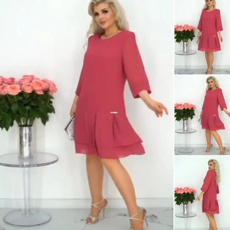 Women's Solid Color Ruffled Hem Elegant Dress