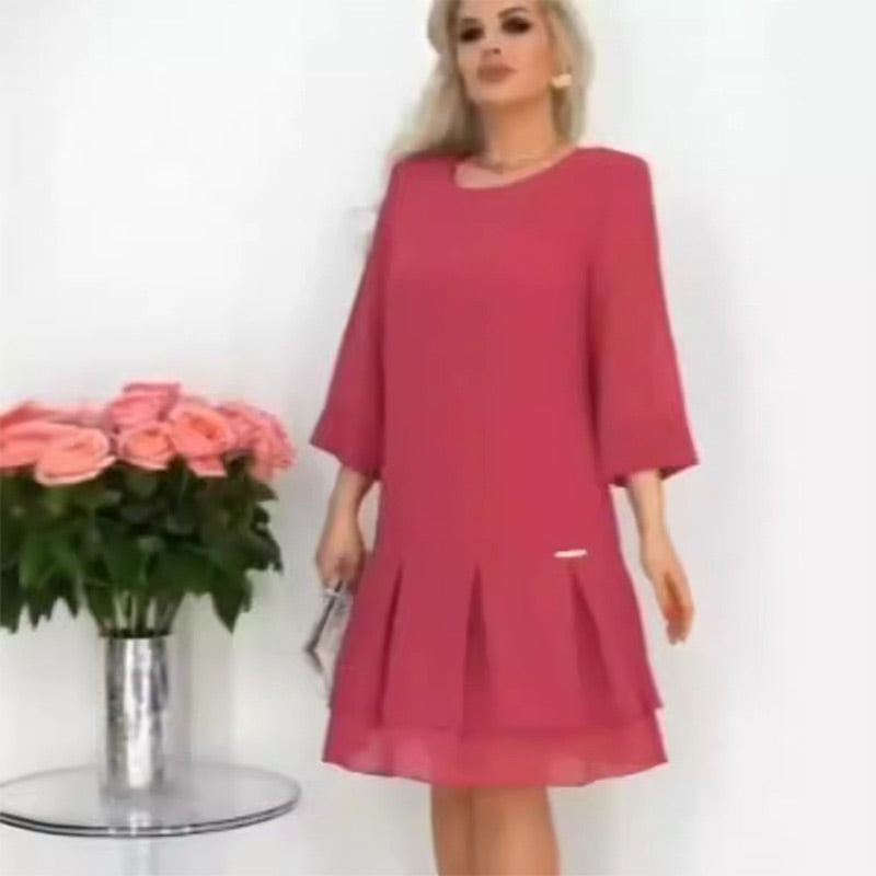 Women's Solid Color Ruffled Hem Elegant Dress
