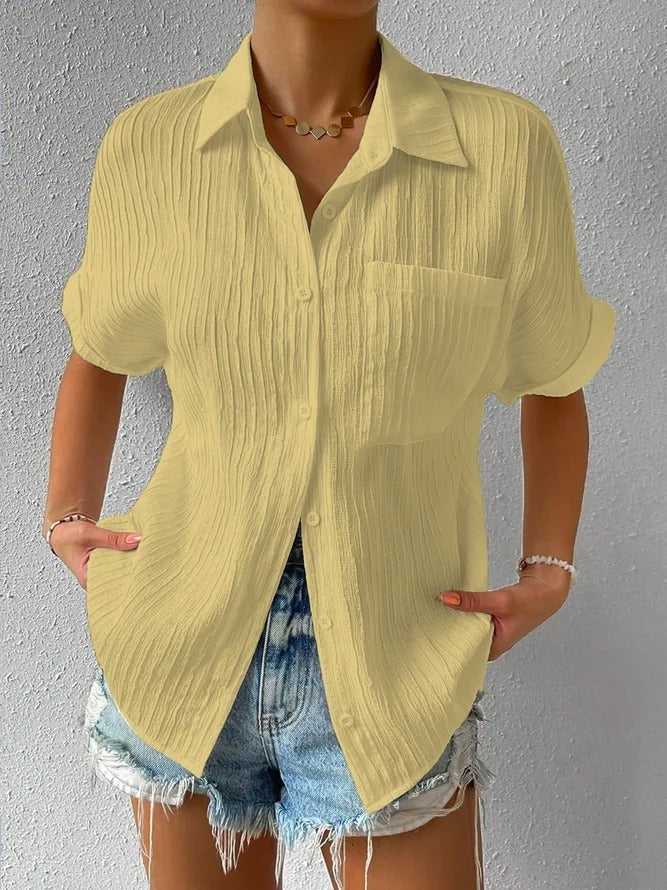 Shirt Collar Casual Buttoned Loose Blouse(50% OFF)