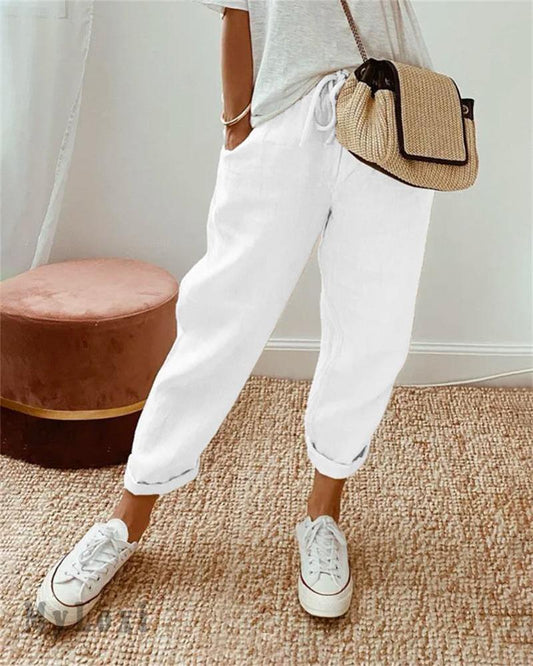 Casual cotton and linen pants for women