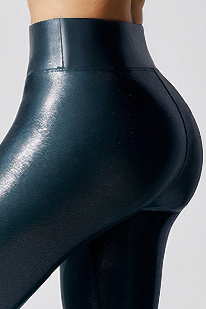 Metallic Crop Sports Leggings