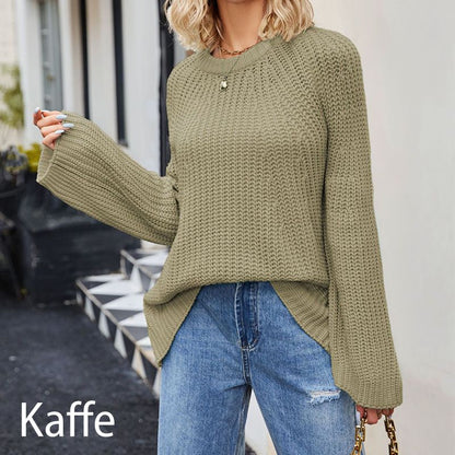 💕 Women's Round-neck Sweater With Wide Cuffs And Loose Fit